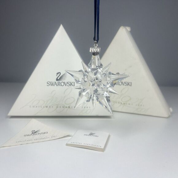 2001 Swarovski Crystal 9445 200 101 Annual Ed Snowflake Ornament 267941 In Box - Picture 1 of 7